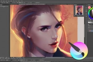 A digital painting of a girl that has a strand of hair on her face - A digital painting made in a free drawing software