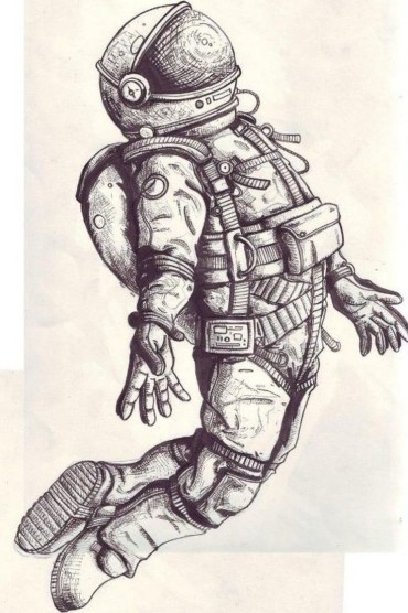 A cool drawing idea of an astronaut levitating