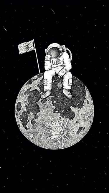 An astronaut bored on the moon
