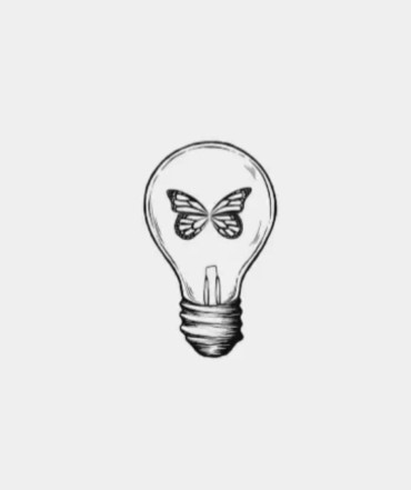 An easy drawing of an aesthetic butterfly drawing inside of a light bulb