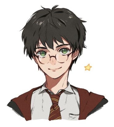 Digital manga anime drawing of Harry Potter