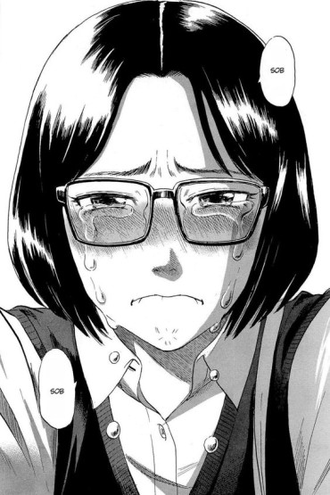 manga girl crying with glasses