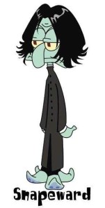 A funny drawing of Snape turned into Squidward tentacles