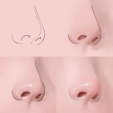a digital painting of a nose step by step 