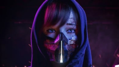 a realistic digital painting of a girl with a mask as a free digital art drawing wallpaper to download