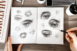 sketches of many eyes to learn how to draw