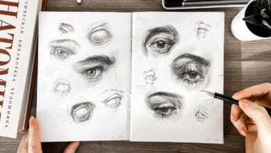 sketches of many eyes to learn how to draw