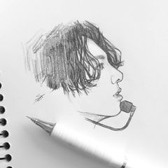 Jungkook sketch with a mic