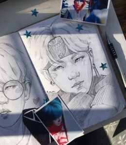 sketches of suga in a sketchbook where to find the best bts drawing ideas