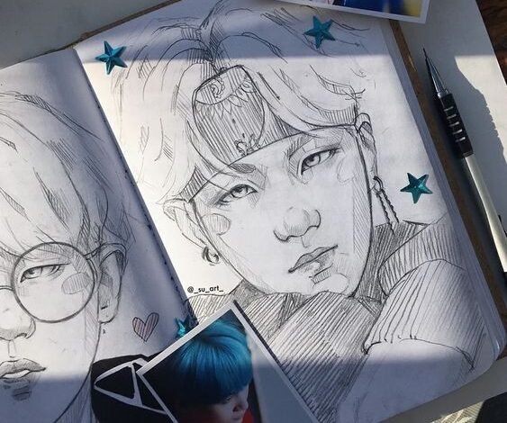 sketches of suga in a sketchbook where to find the best bts drawing ideas